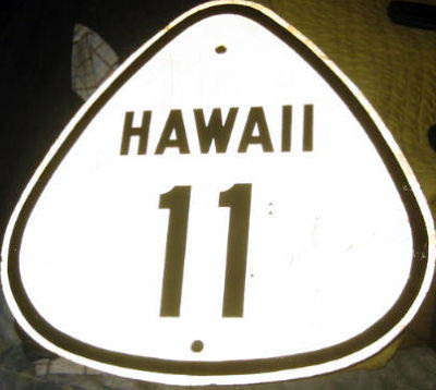 Hawaii State Highway 11 sign.