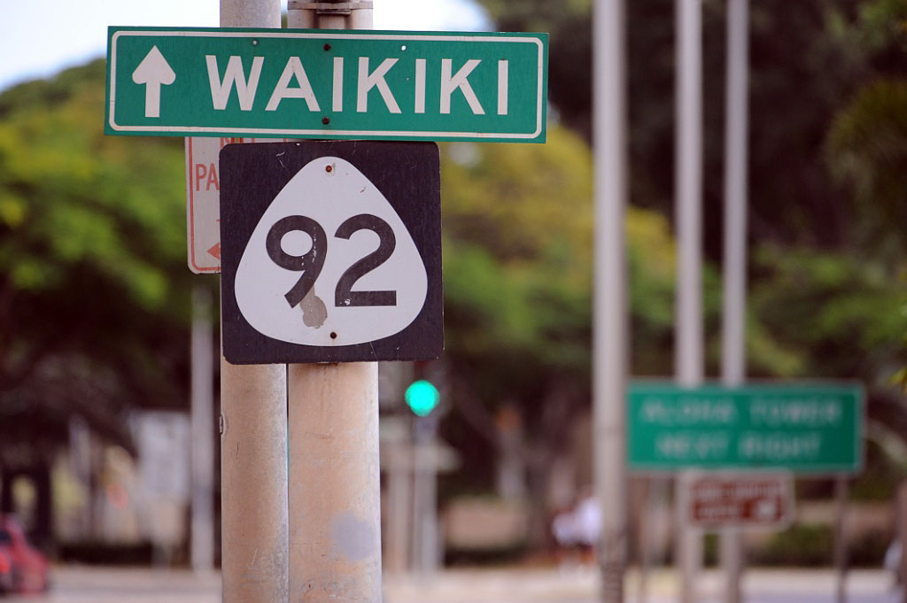 Hawaii State Highway 92 sign.