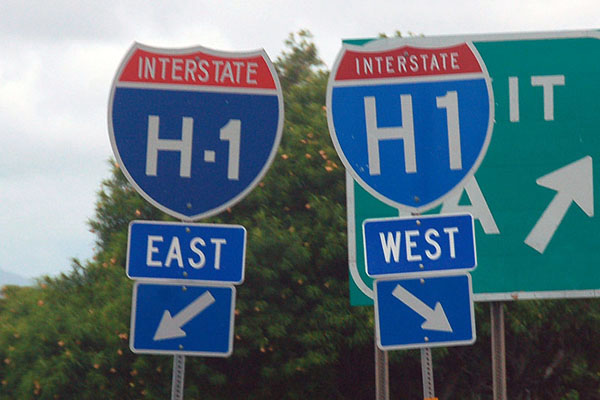 Hawaii Interstate 1 sign.