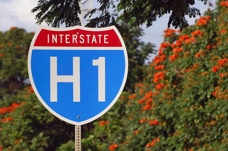 Hawaii interstate 1 sign.