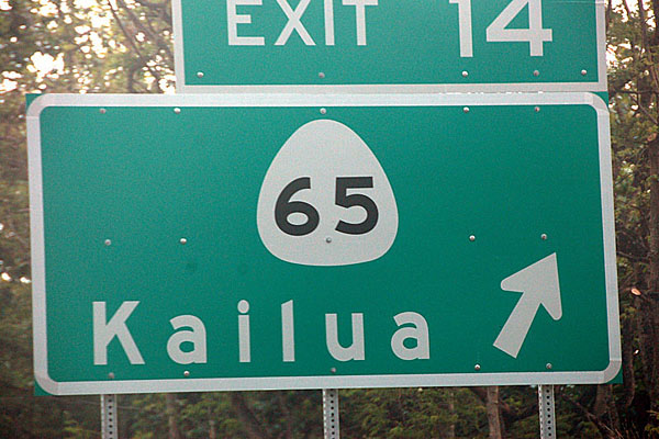 Hawaii State Highway 65 sign.