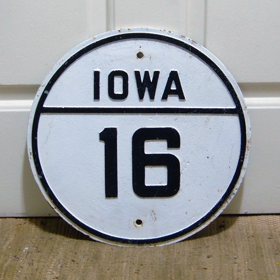Iowa State Highway 16 sign.