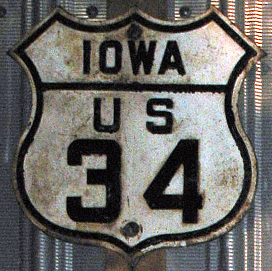 Iowa U.S. Highway 34 sign.
