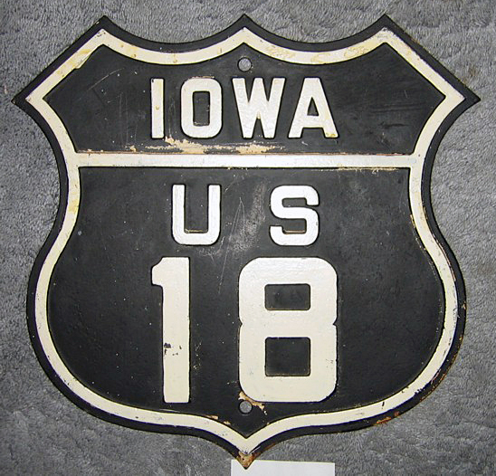 Iowa U.S. Highway 18 sign.
