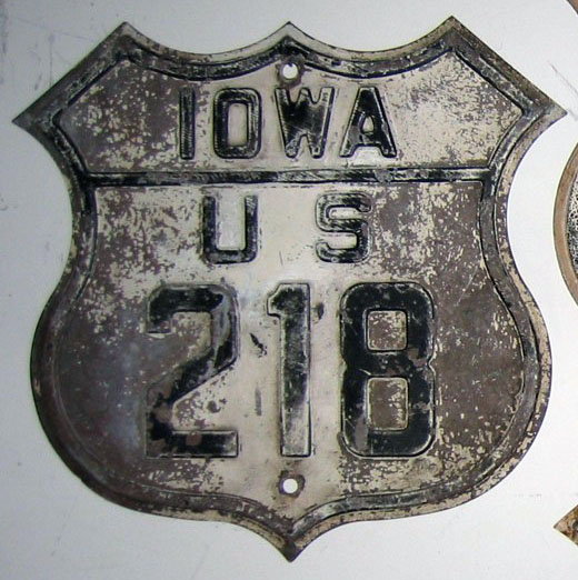Iowa U.S. Highway 218 sign.
