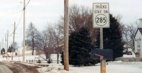 Iowa State Highway 285 sign.