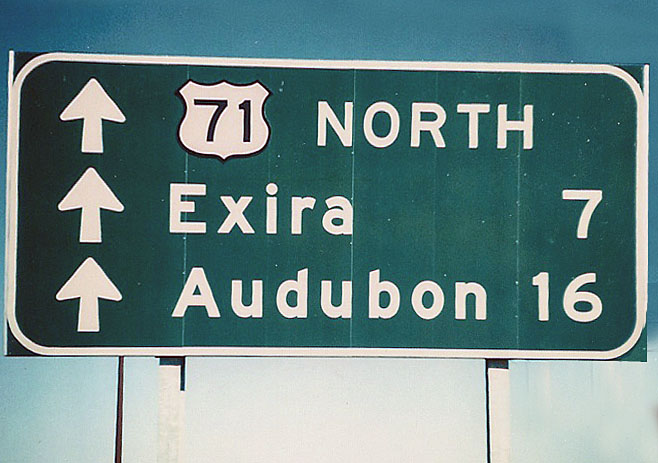Iowa U. S. highway 71 sign.