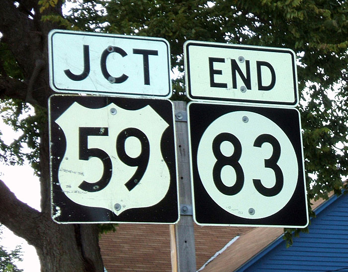 Iowa - State Highway 83 and U.S. Highway 59 sign.