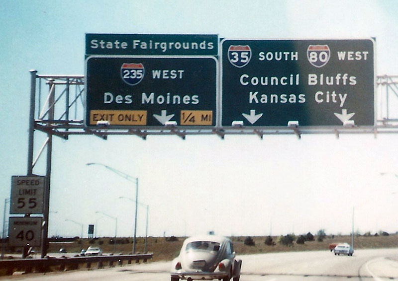 Iowa - interstate 80, interstate 35, and interstate 235 sign.
