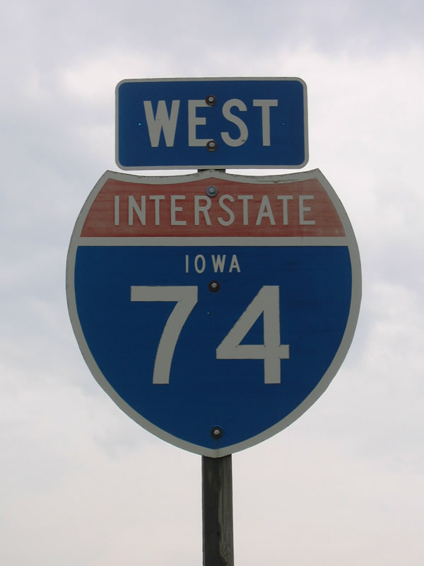Iowa Interstate 74 sign.