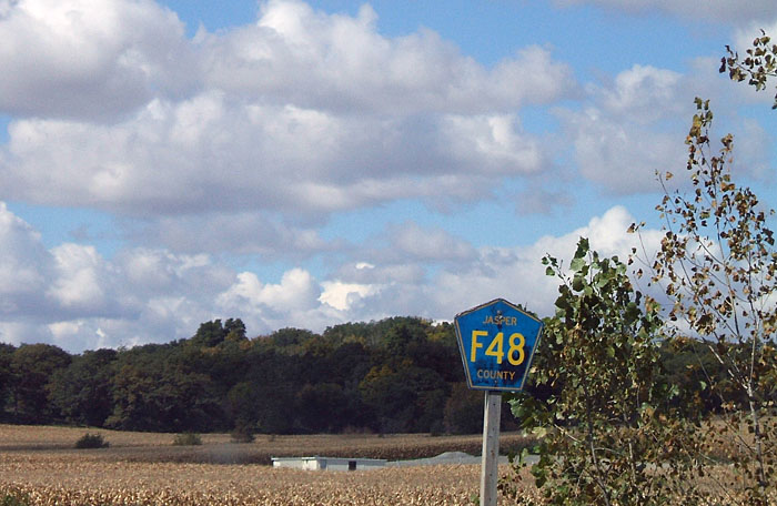 Iowa Jasper County route F48 sign.