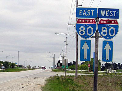 Iowa Interstate 80 sign.