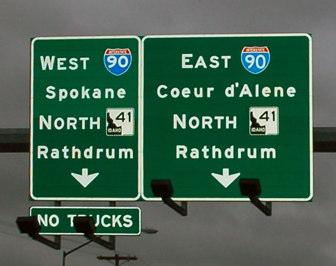 Idaho - State Highway 41 and Interstate 90 sign.