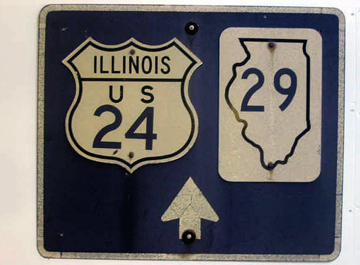 Illinois - State Highway 29 and U.S. Highway 24 sign.