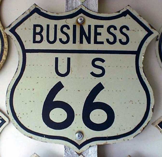 Illinois business U. S. highway 66 sign.