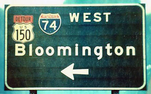Illinois - Interstate 74 and U.S. Highway 150 sign.