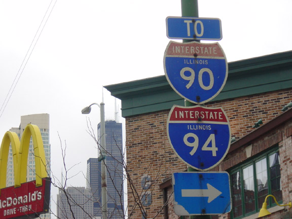 Illinois - Interstate 90 and Interstate 94 sign.