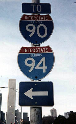 Illinois - Interstate 94 and Interstate 90 sign.