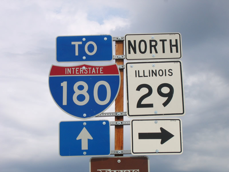 Illinois - State Highway 29 and Interstate 180 sign.