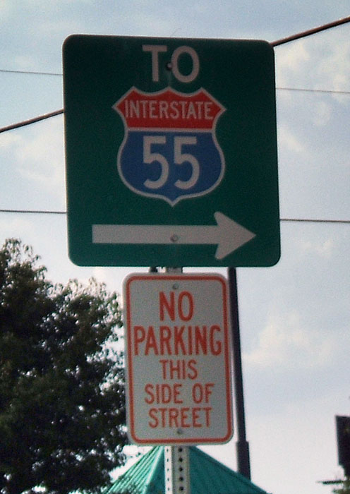 Illinois U.S. Highway 55 sign.