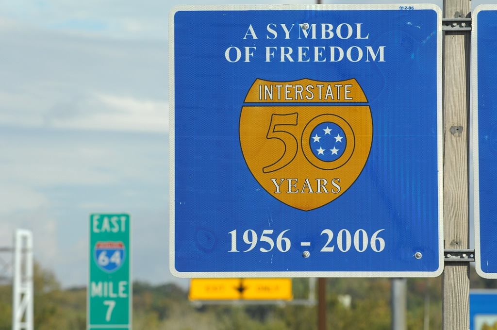 Illinois Eisenhower Interstate System, 50th Anniv sign.