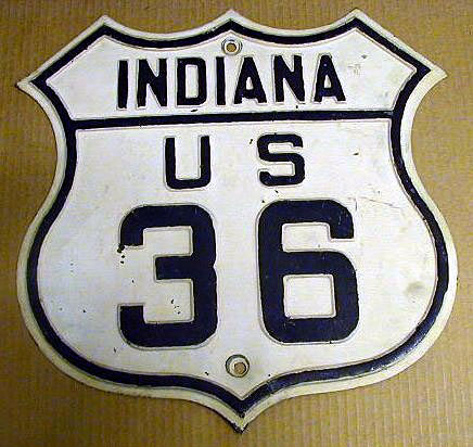 Indiana U.S. Highway 36 sign.