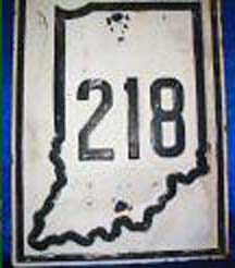Indiana State Highway 218 sign.