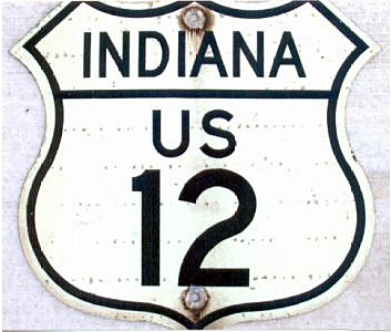 Indiana U.S. Highway 12 sign.