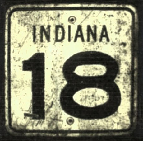 Indiana State Highway 18 sign.