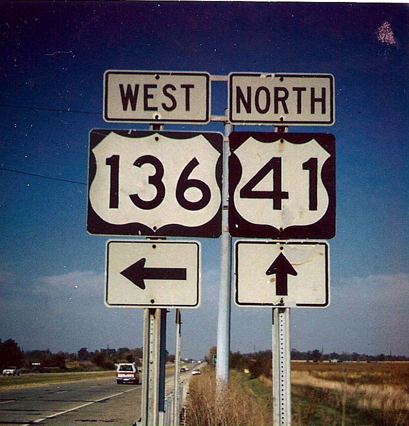 Indiana - U.S. Highway 41 and U.S. Highway 136 sign.