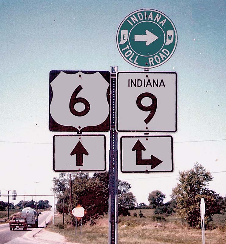 Indiana - State Highway 9 and U.S. Highway 6 sign.