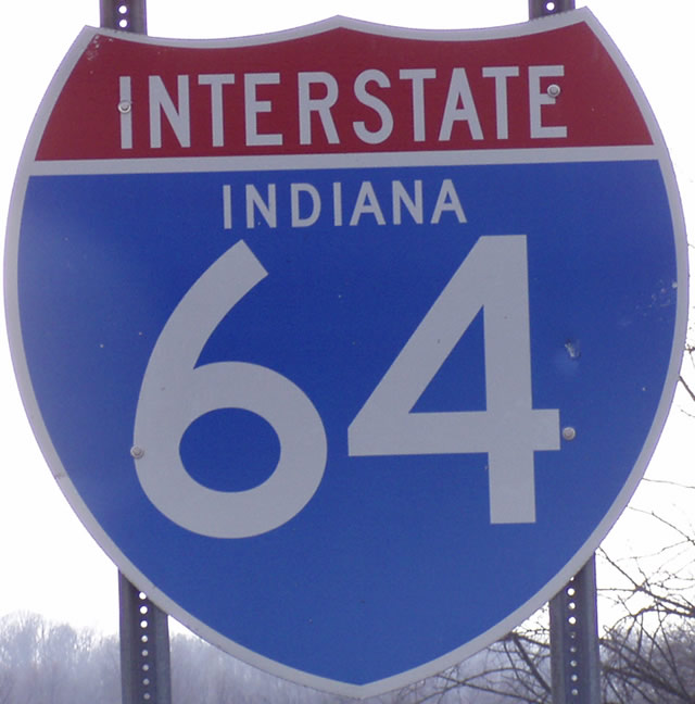 Indiana Interstate 64 sign.