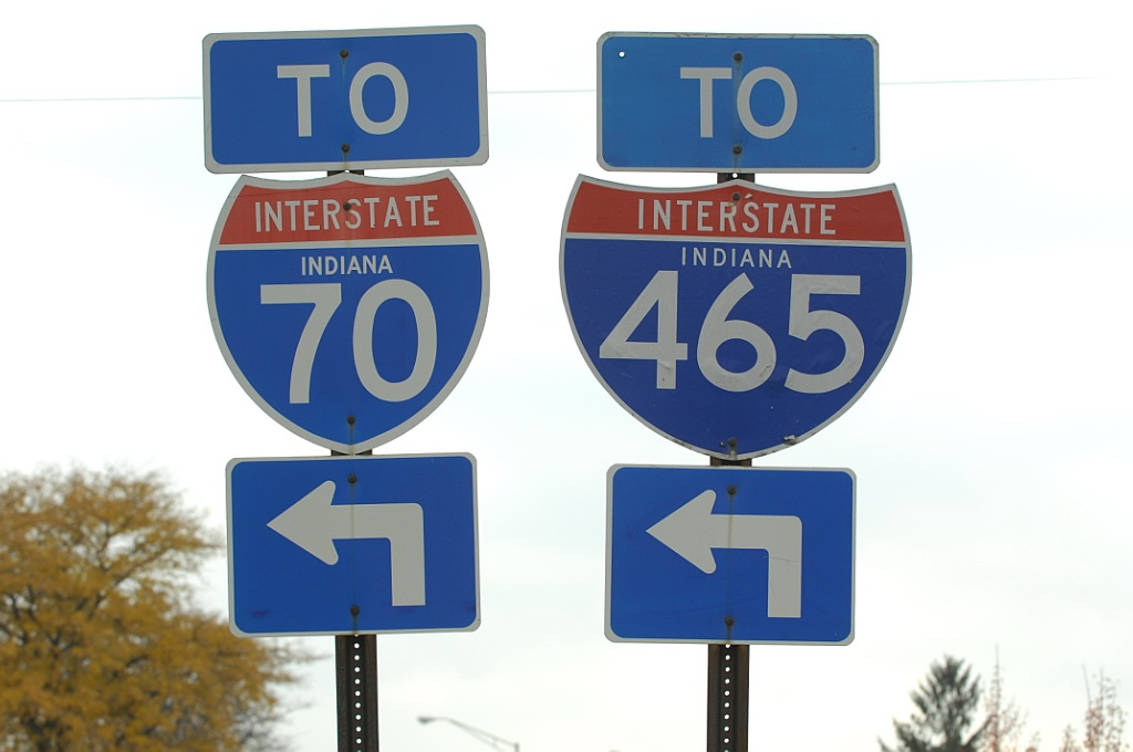 Indiana - Interstate 70 and Interstate 465 sign.
