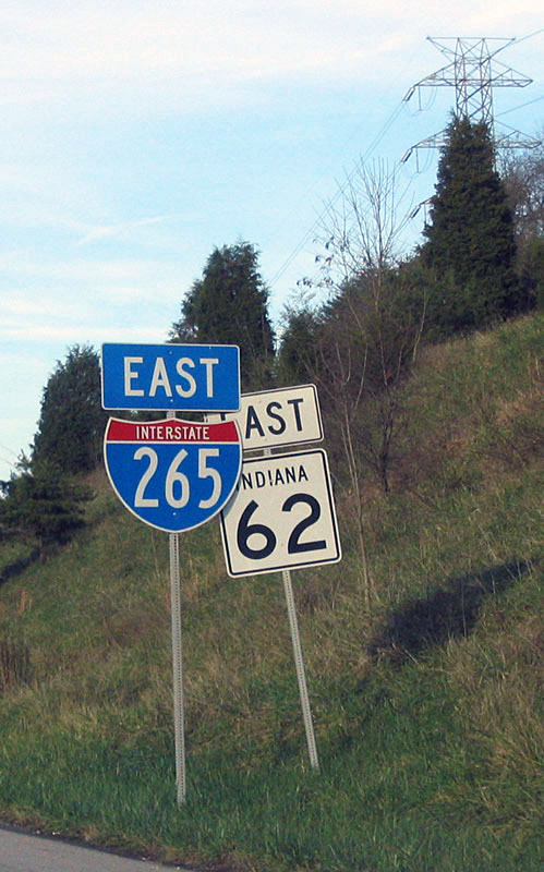 Indiana - State Highway 62 and Interstate 265 sign.