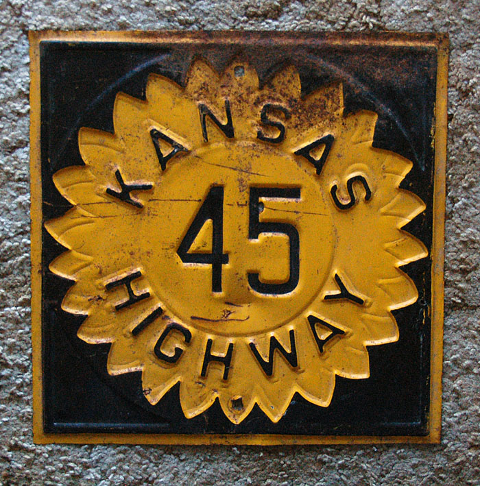 Kansas State Highway 45 sign.