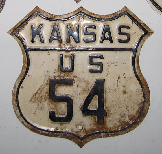 Kansas U. S. highway 54 sign.