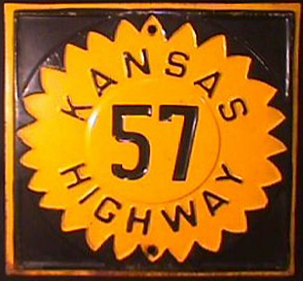 Kansas - state highway 57 and U. S. highway 69 sign.