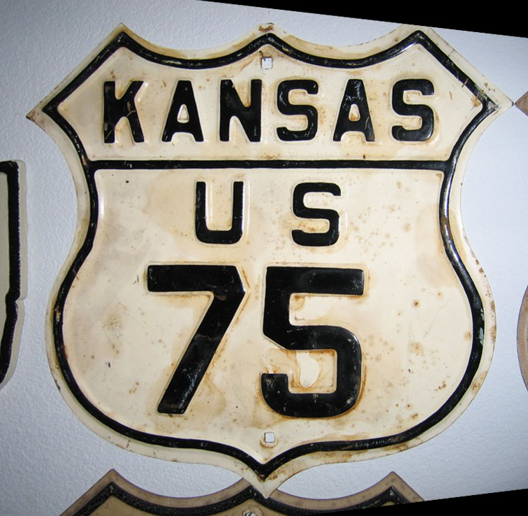 Kansas U.S. Highway 75 sign.