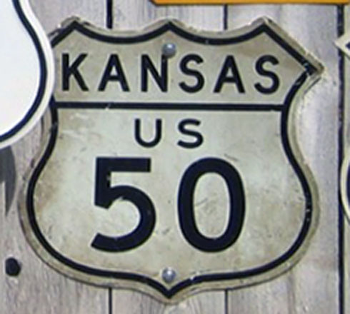 Kansas U.S. Highway 50 sign.