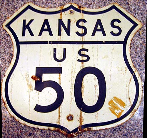 Kansas U.S. Highway 50 sign.