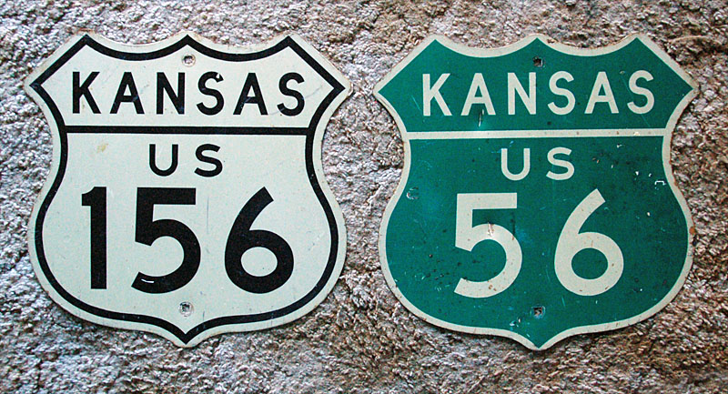 Kansas - U. S. highway 156 and U. S. highway 56 sign.