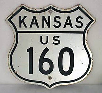 Kansas U.S. Highway 160 sign.
