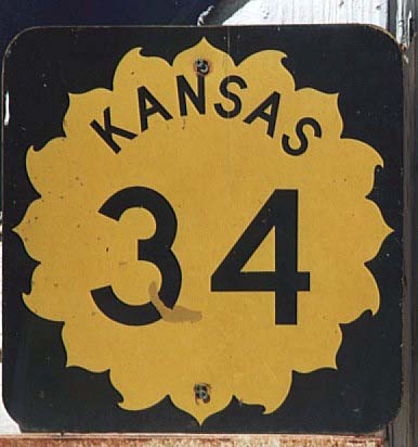 Kansas state highway 34 sign.