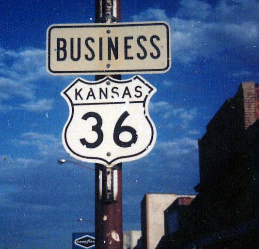 Kansas U. S. highway 36 sign.