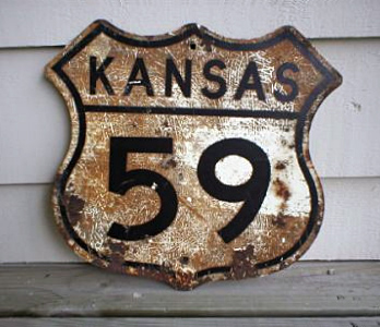 Kansas U. S. highway 59 sign.