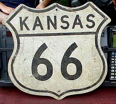 Kansas U. S. highway 66 sign.