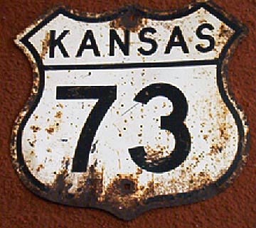 Kansas U.S. Highway 73 sign.