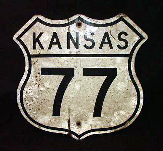 Kansas U.S. Highway 77 sign.