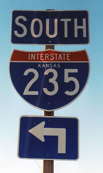 Kansas interstate 235 sign.