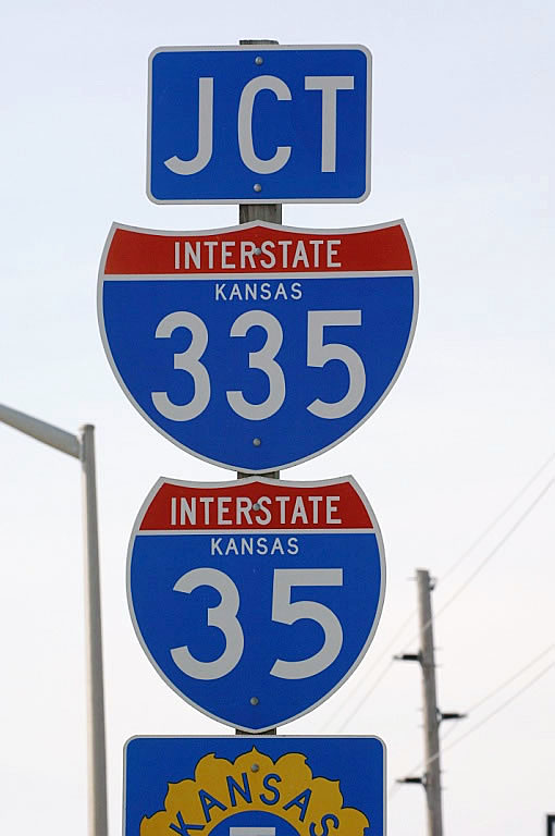 Kansas - interstate 335 and interstate 35 sign.